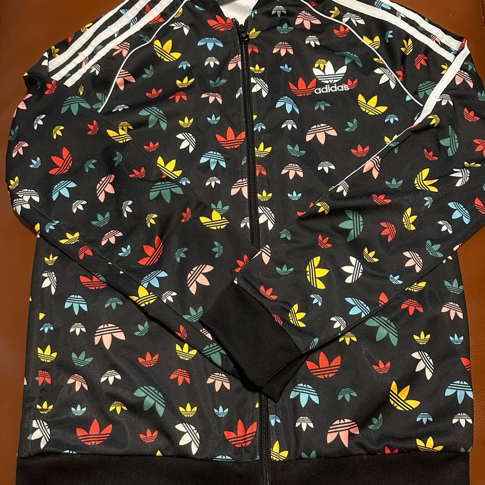 Adidas Black Jacket with Multicolor Logo